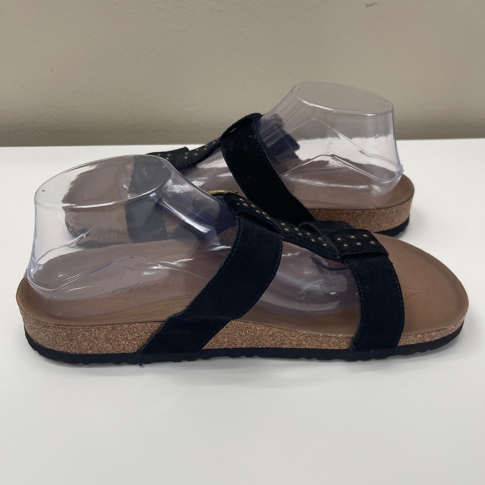Skechers Sandals 10 Arch Fit Granola Sun-Days Black Suede Studded Slide 163351 - Picture 6 of 9